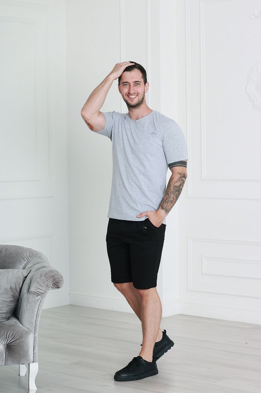 Комплект мужской Future футболка и шорты р. 54 меланж