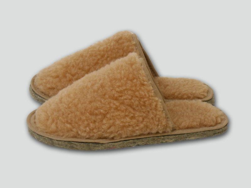 Обувь домашняя мужская из овечьей шерсти р.40 цвет коричневый