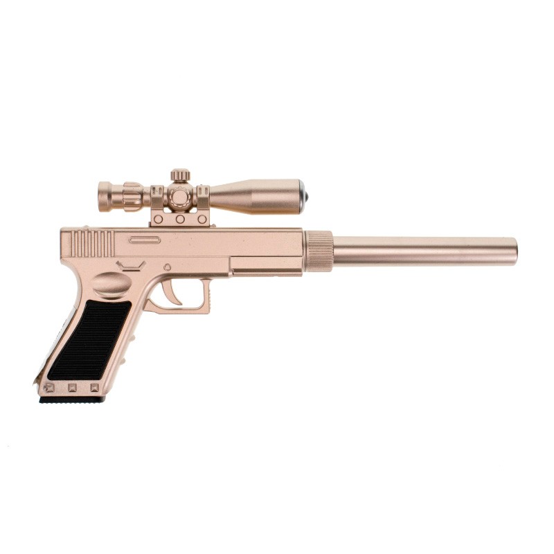 

Ручка гелевая Пистолет с фонариком 16,4 см, черные чернила, Розовое золото